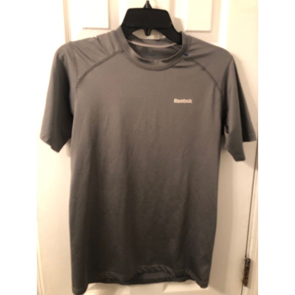 REEBOK PERFORMANCE Mens XL Gray Polyester-Spandex Short Sleeve T-Shirt Logo